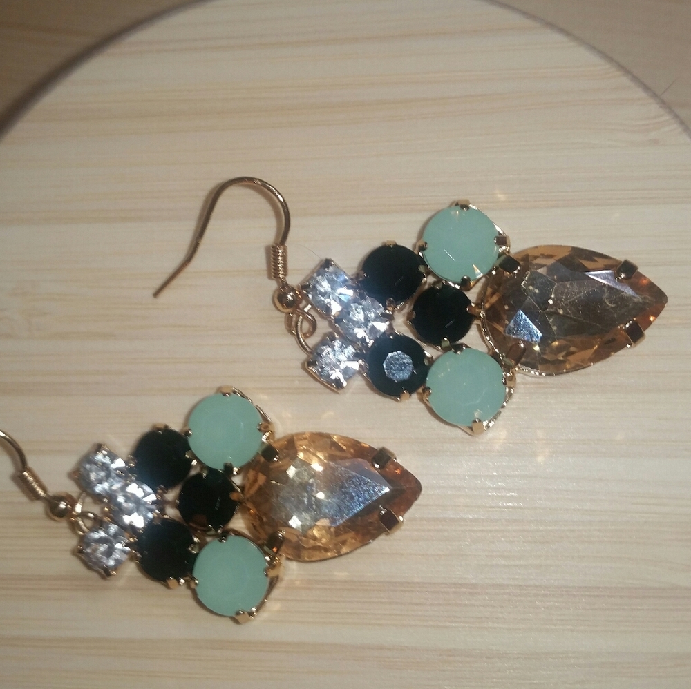 Faceted Crystal Statement Earrings - image 4